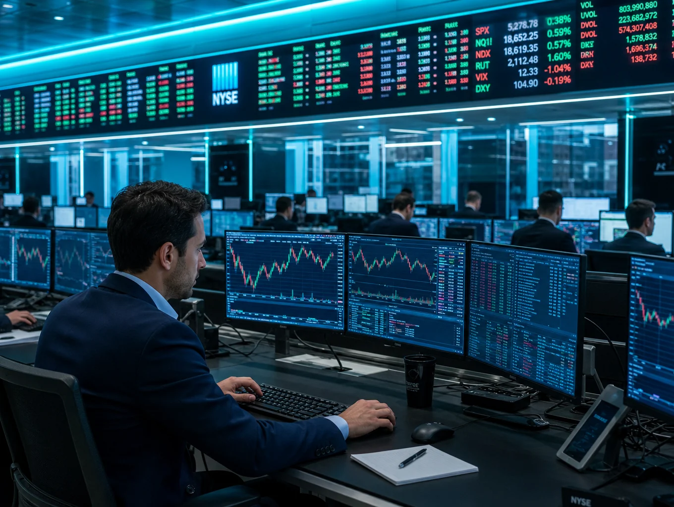 Institutional trading terminal with dark charts