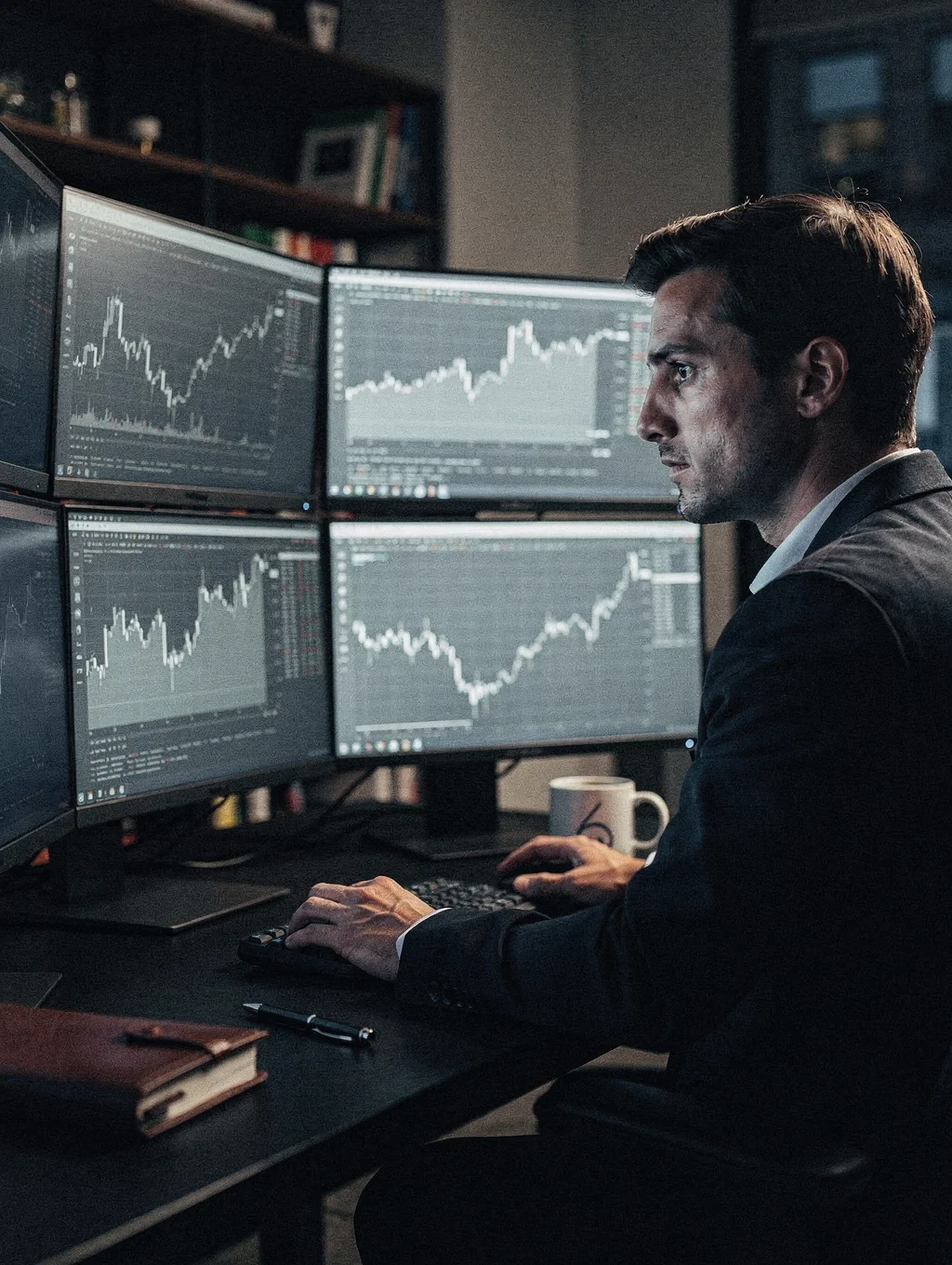 Professional trader analyzing institutional market data