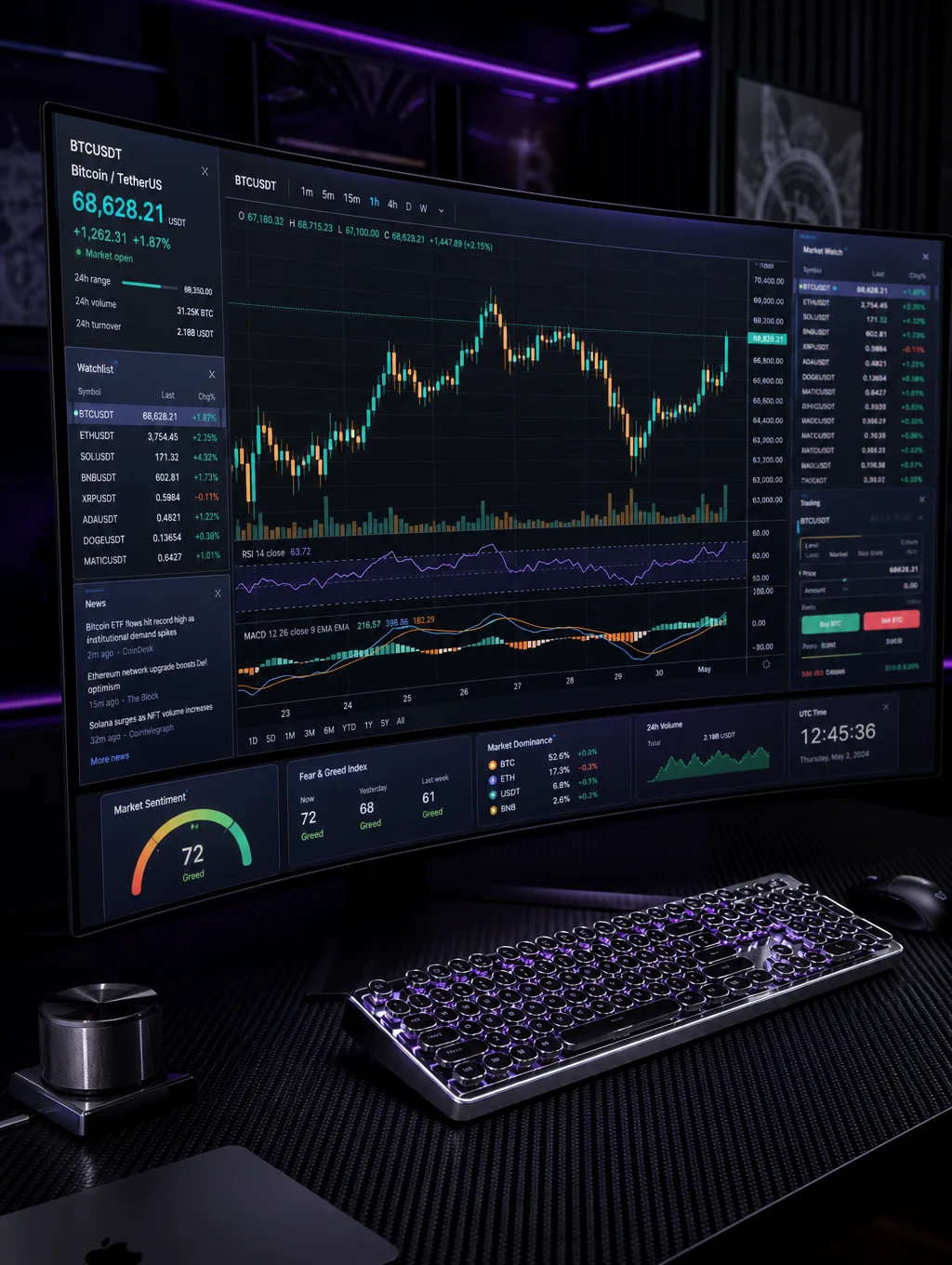 Dark-themed NASDAQ candlestick chart showing institutional price delivery